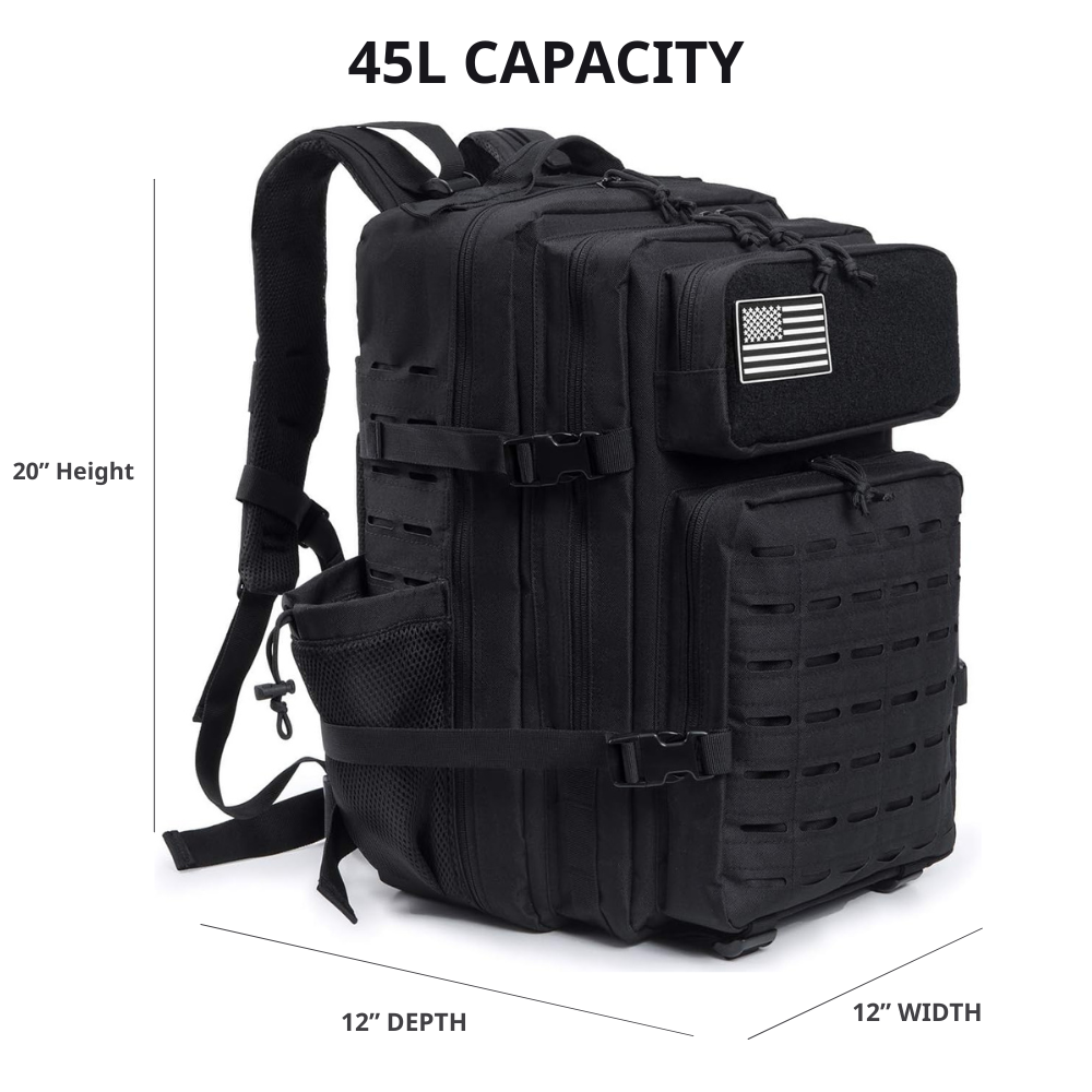 MOLLE webbing on the IronBackpack Pro 45L for attaching a lifting belt