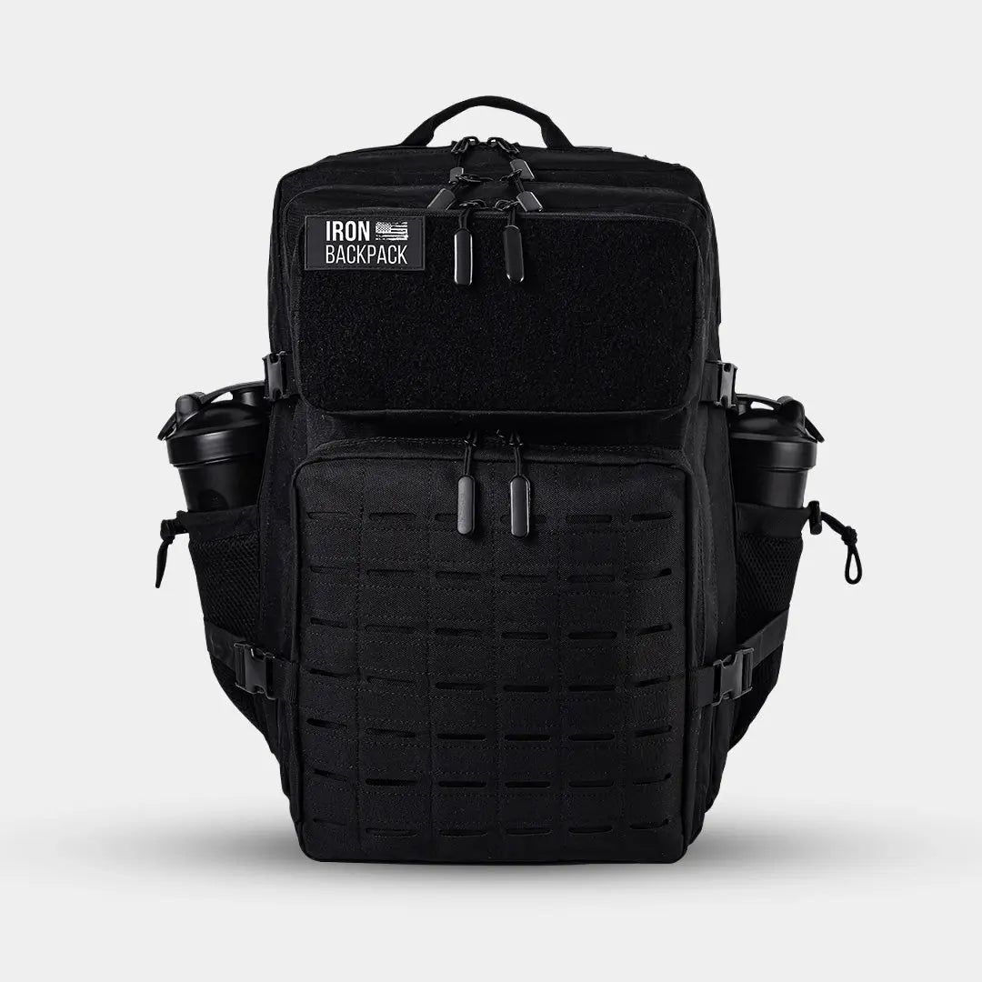 IronBackpack Pro 45L tactical backpack in black, front view