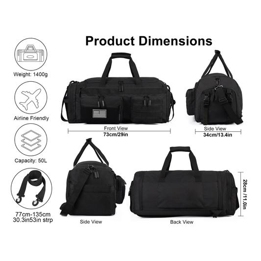 IronBackpack 50L Training Duffle Bag packed for a training trip