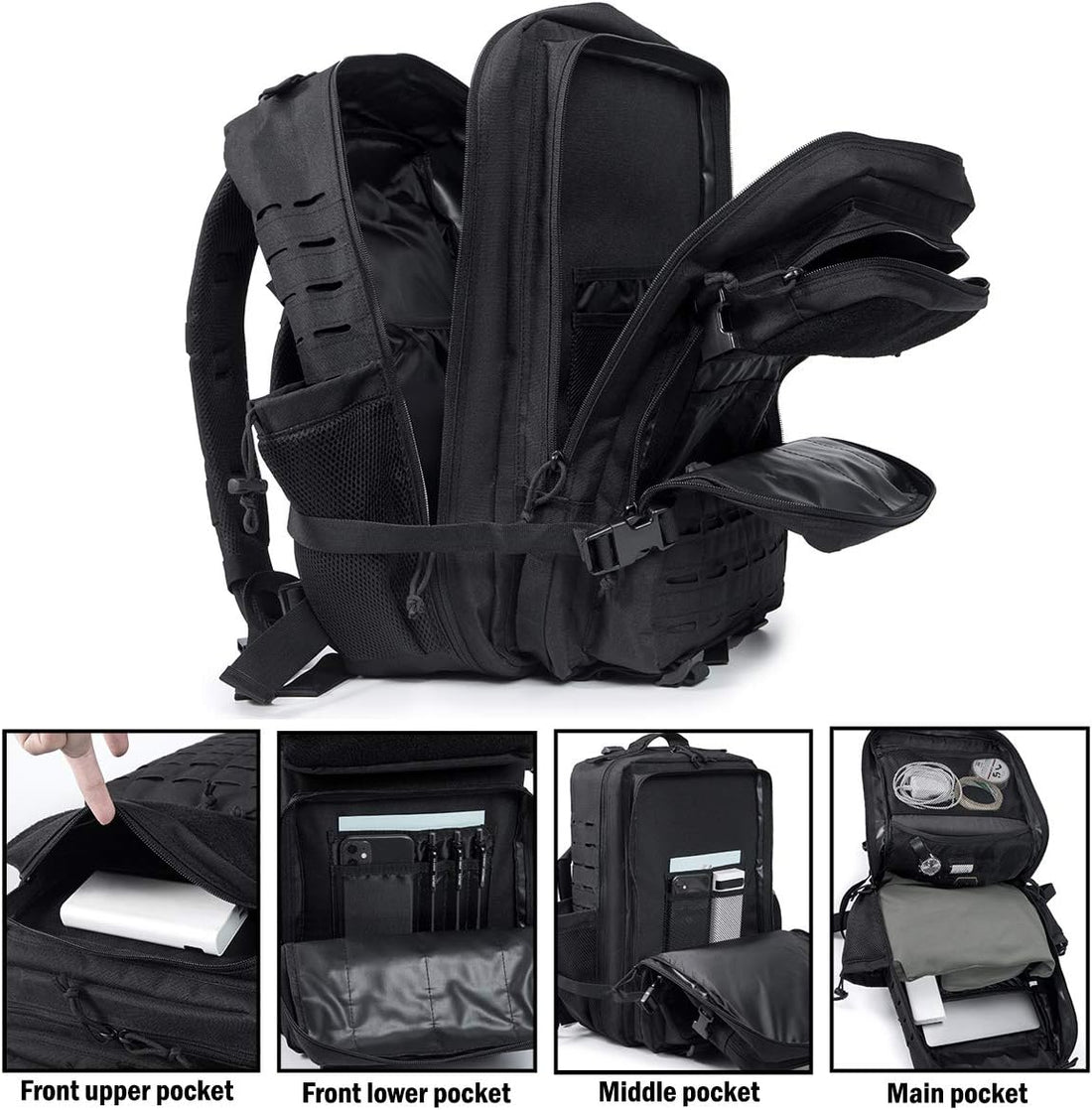 IronBackpack Pro 45L clamshell gym backpack opened flat to 180 degrees
