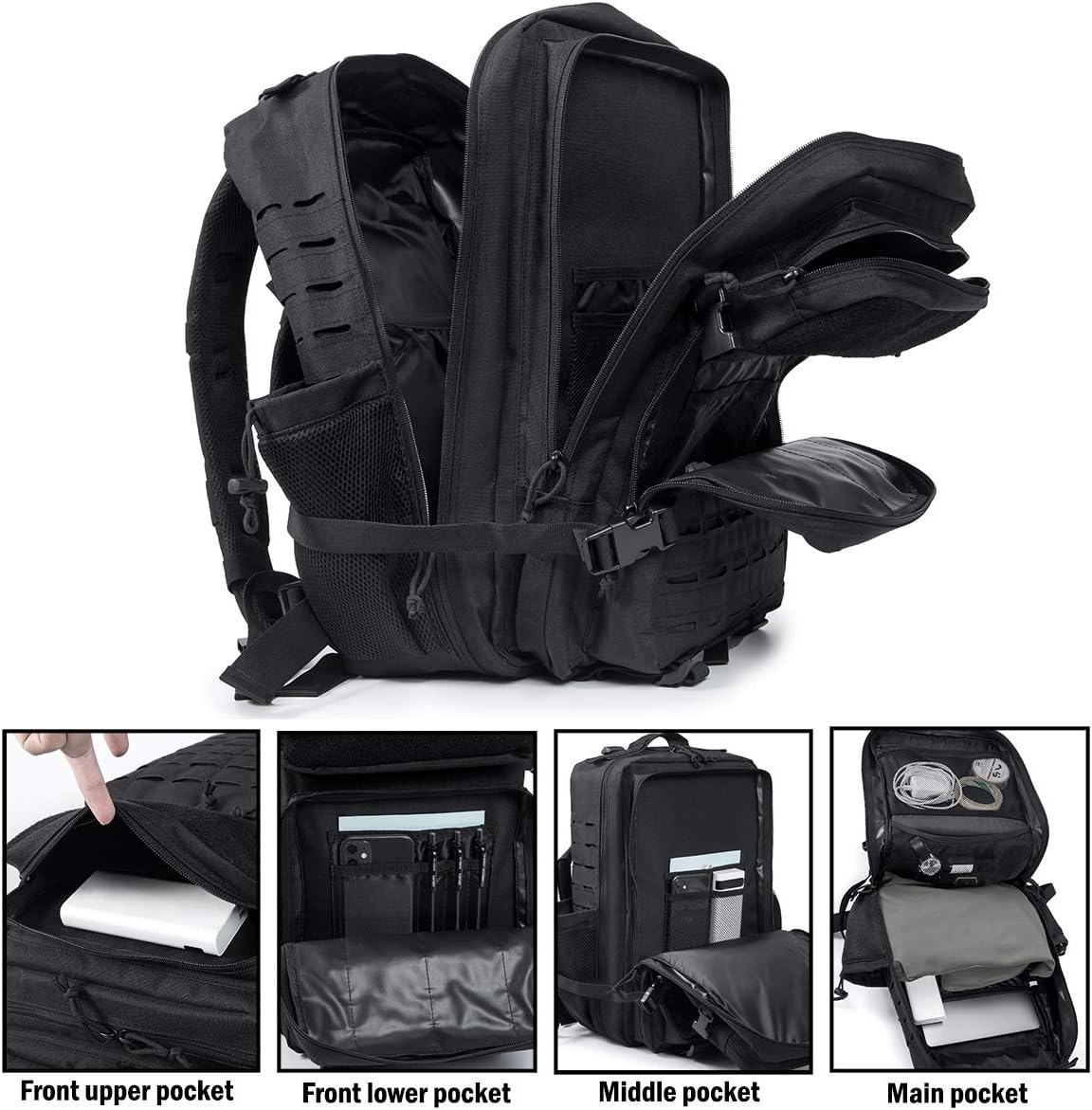 IronBackpack Pro 45L clamshell gym backpack opened flat to 180 degrees