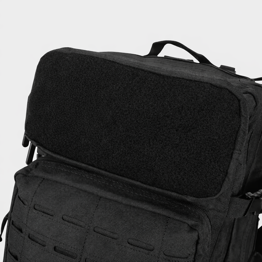 Front Velcro patch panel on IronBackpack Pro 45L with removable patch