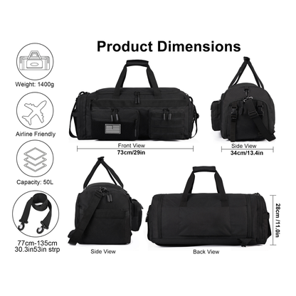 IRONBACKPACK® 50L Training Duffle Bag - Black IRONBACKPACK